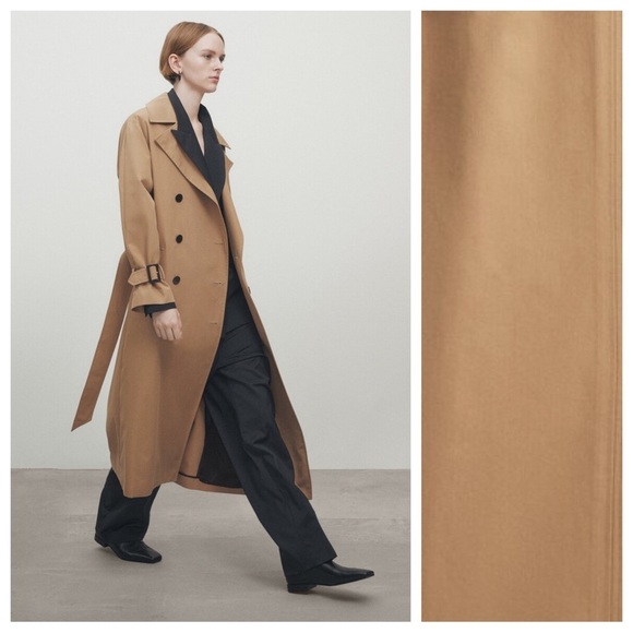 NWT. Massimo Dutti Camel Cotton Blend Trench Coat with Belt. Size XS. - Picture 1 of 11